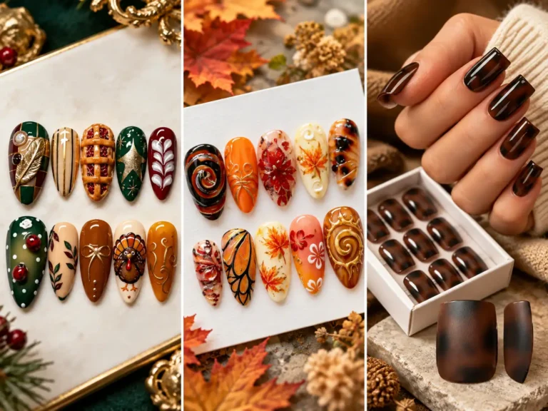 20 Thanksgiving Press-On Nail Ideas for a Festive Fall Manicure