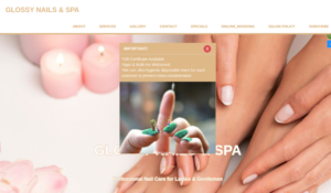 Glossy Nails & Spa website