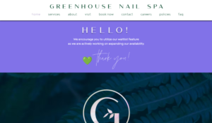 Greenhouse Nail Spa website